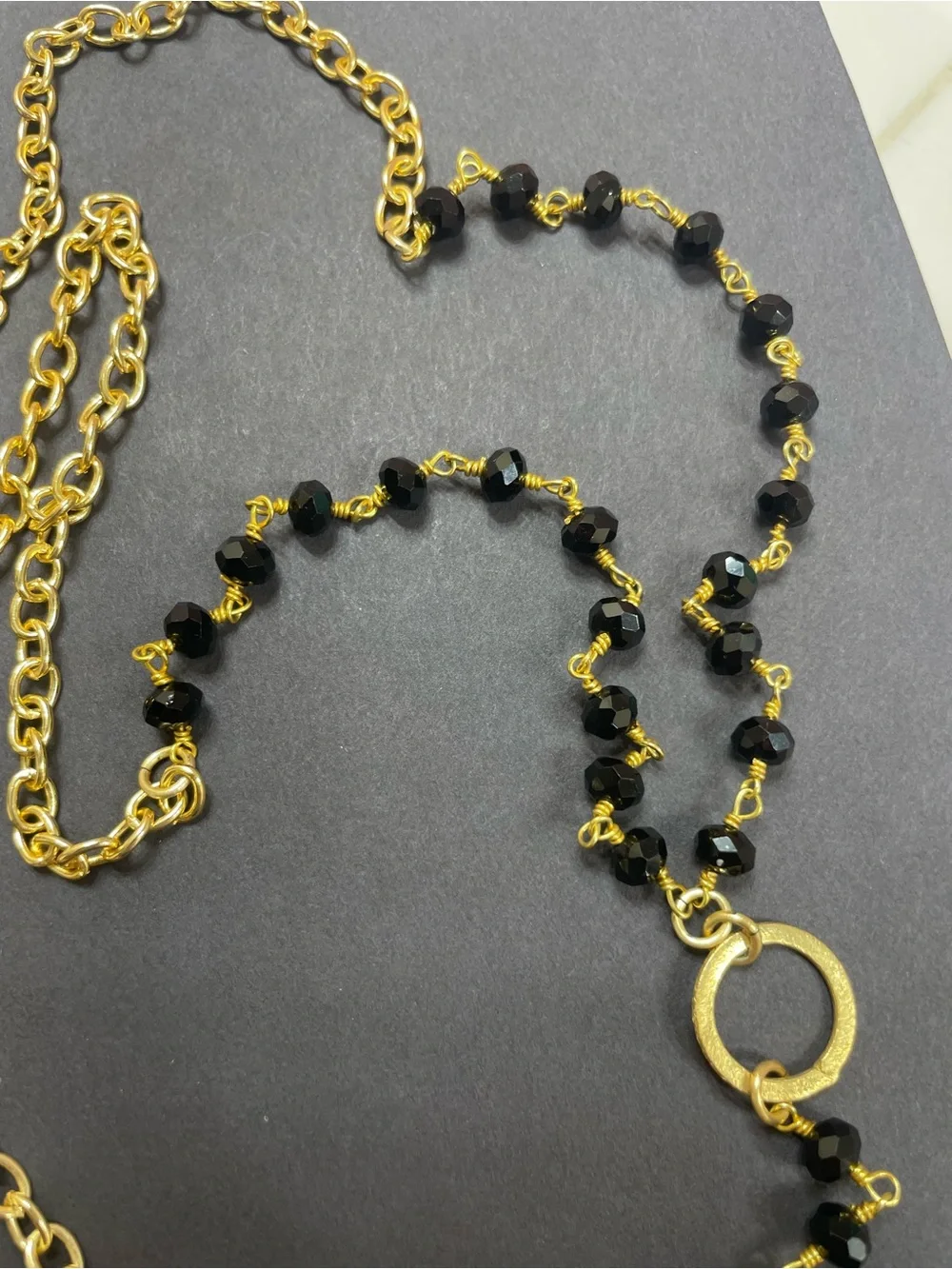 Gold & Black Geometric Pendant Necklace - Women Jewelry - Picture 2 of 6